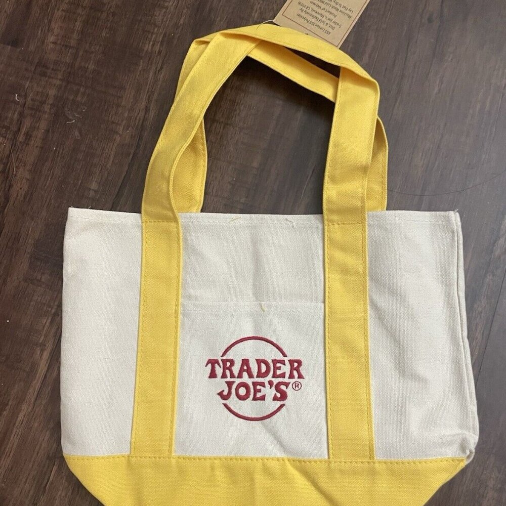 brand new with tag! trader Joe's mini tote bag yellow